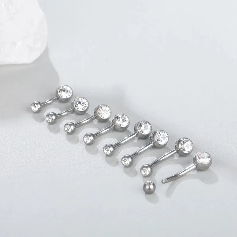 1Pcs G23 Titanium 14G Gold Color Belly Button Rings, Navel Nombril Piercing CZ Gem 6/8/10/12mm Bar Belly Piercing Sexy Jewelry