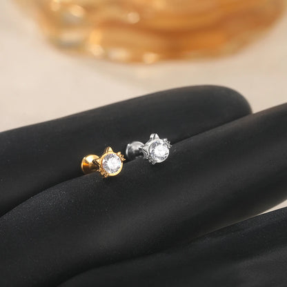 1 pieza de pendientes de titanio de 16 g con parte trasera plana para cartílago, piercing de cristal para labio, trago, hélix, lóbulo, joyería para mujer.