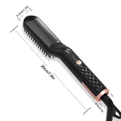 Hot Comb Straightener Heating Comb For Men Beard Electric Negative Ion Hair Straightening Brush Wet Dry Use Quick Hair Styler