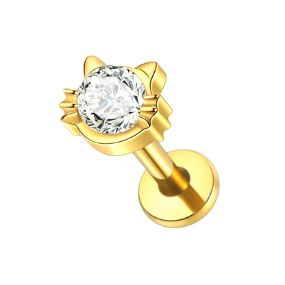 1 pieza de pendientes de titanio de 16 g con parte trasera plana para cartílago, piercing de cristal para labio, trago, hélix, lóbulo, joyería para mujer.