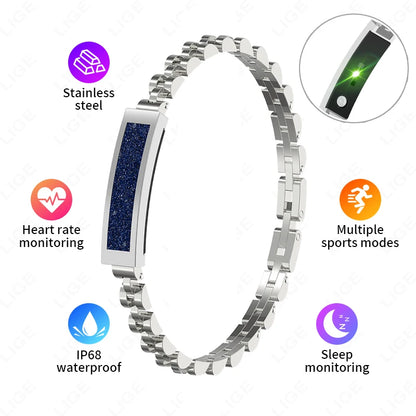 Chain Smart Bracelet for Women Bluetooth Connected APP Multi-Sports Heart Rate Blood Oxygen Sleep Monitor Ladies Smart Bracelet