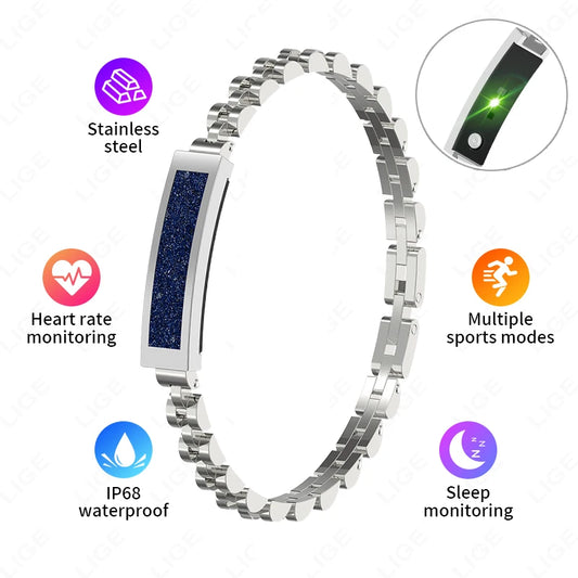 Chain Smart Bracelet for Women Bluetooth Connected APP Multi-Sports Heart Rate Blood Oxygen Sleep Monitor Ladies Smart Bracelet