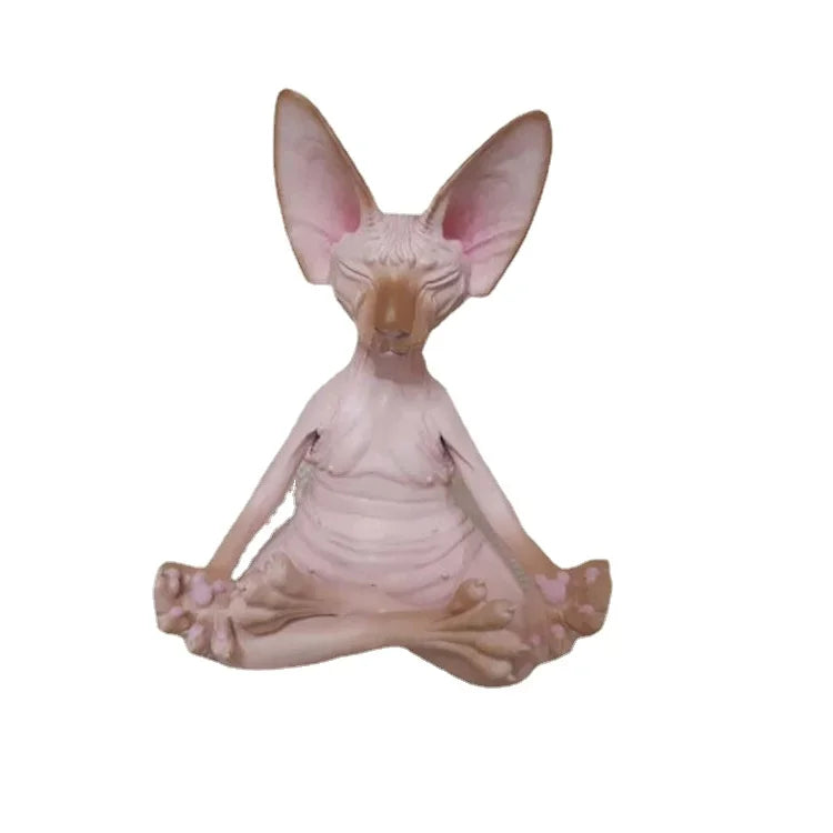 Meditation Yoga Happy Cat Whimsical Buddha Sphinx Cat Statue Art Deco Sculpture Outdoor Garden Statue