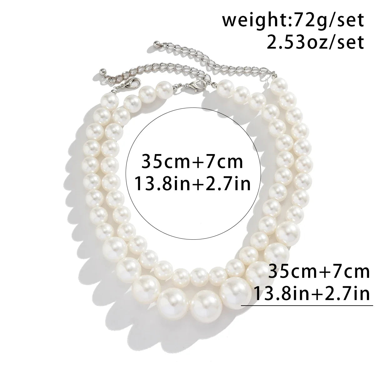 2 Women's European And American Trendy Double Row Large Pearl Necklaces For Outdoor Travel Parties, Holiday Gifts -802057