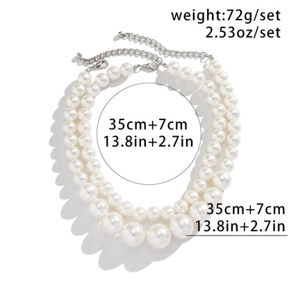 2 Women's European And American Trendy Double Row Large Pearl Necklaces For Outdoor Travel Parties, Holiday Gifts -802057