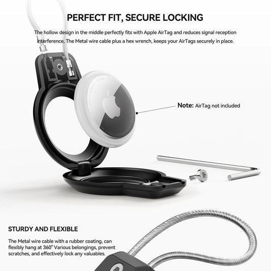 AirTag Holder For Apple Airtags Keychain Holder Case with Steel wire line and 360 Degrees Protective for Luggage Backpack Keys