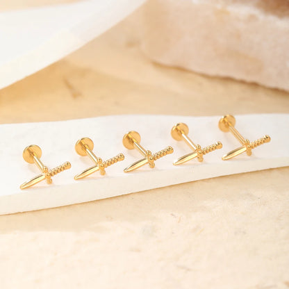 1PC Flat Back Stud Helix Labret Lip Monroe Tragus Piercing 16G  8mm ASTM F136 Titanium Cartilage Earring Piercings Body Jewelry