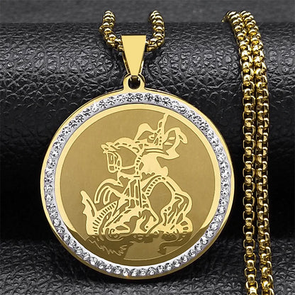 Erzengel St. Michael Halskette für Frauen Männer Edelstahl Gold Farbe Christian Saint Kette Schmuck colar masculino NZZZ506S02