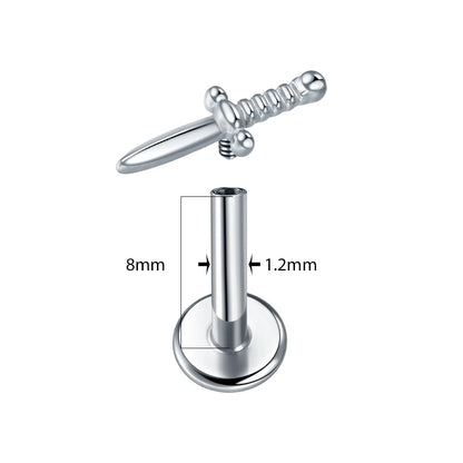 1PC Flat Back Stud Helix Labret Lip Monroe Tragus Piercing 16G  8mm ASTM F136 Titanium Cartilage Earring Piercings Body Jewelry