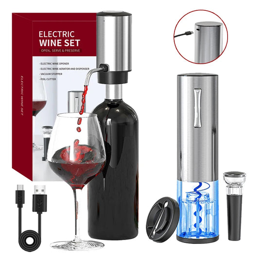 4 in 1 Electric Wine Opener Set with Decanter