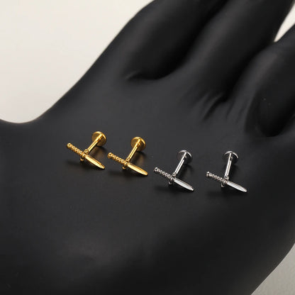 1PC Flat Back Stud Helix Labret Lip Monroe Tragus Piercing 16G  8mm ASTM F136 Titanium Cartilage Earring Piercings Body Jewelry
