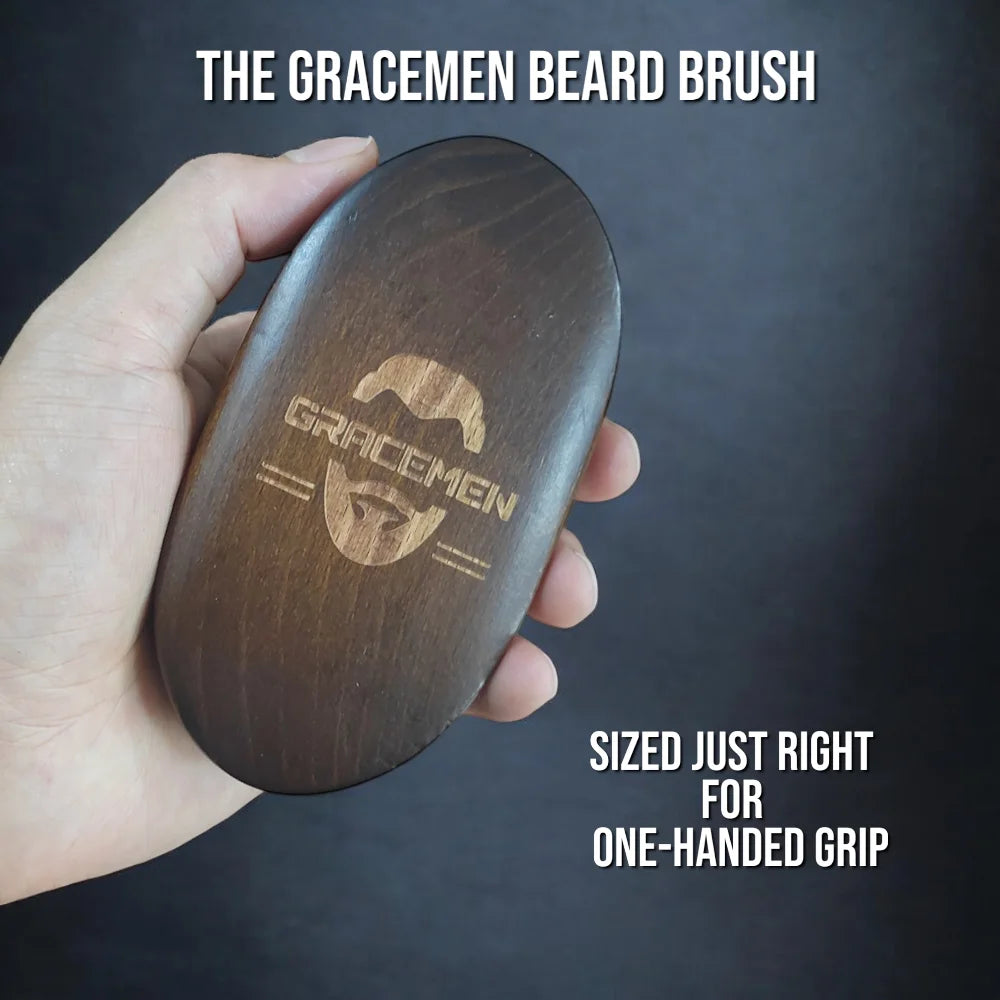 The Gracemen Beard Kit-Retro Beard Brush &Handle Wooden Comb & Stainless Steel Scissors Grooming Set for Men With a Black Bag