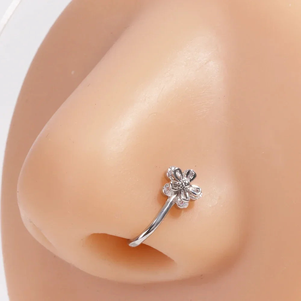 1Pcs Stainless Steel Nose Ring Hoop C Shape Septum Rings Non Piercing Ear Fake Nose RingsWomen Piercing Jewelry