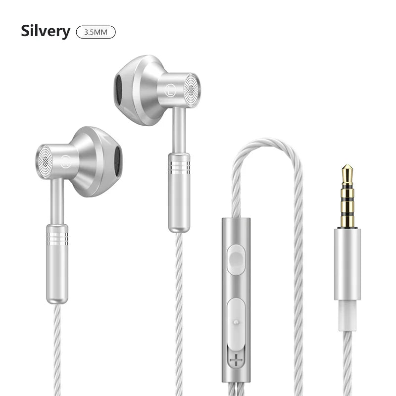 Falcon 3.5mm High Quality Metal Wire control Headset HIFI Stereo Comfortable Music Earphones with Mic Handsfree Call For Phones