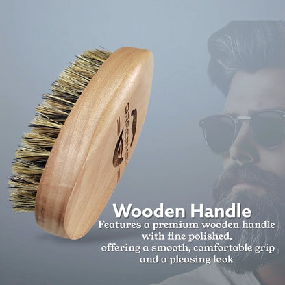 Gracemen Beard Brush 100% Boar Bristles and Natrual Wooden Handle Men's Facial Hair Grooming Cleaning Brush