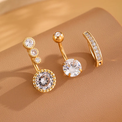 3pcs Gold Color Heart Butterfly Dangled Belly Piercing Sets 14G Stainlees Steel Navel Jewelry for Women Girls Body Belly Rings