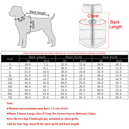 Warm Dog Jacket For Small Big Dogs Autumn Winter Windproof Waterproof With D-ring Puppy Clothes Schnauzer Golden Retriever Coat