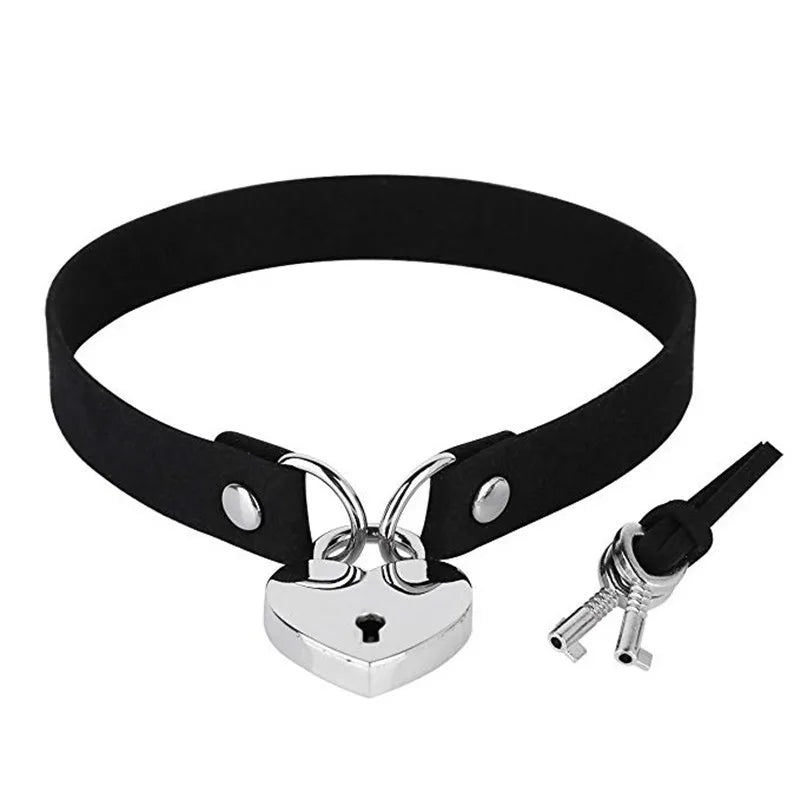 Harajuku Punk Rock Gothic Halsband Halskette Frauen Sexy PU Leder Herz Schloss Schlüssel Spike Kragen Chocker Gothic Cosplay Zubehör