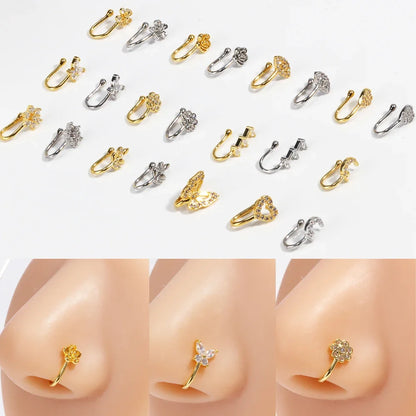 1Pcs Stainless Steel Nose Ring Hoop C Shape Septum Rings Non Piercing Ear Fake Nose RingsWomen Piercing Jewelry