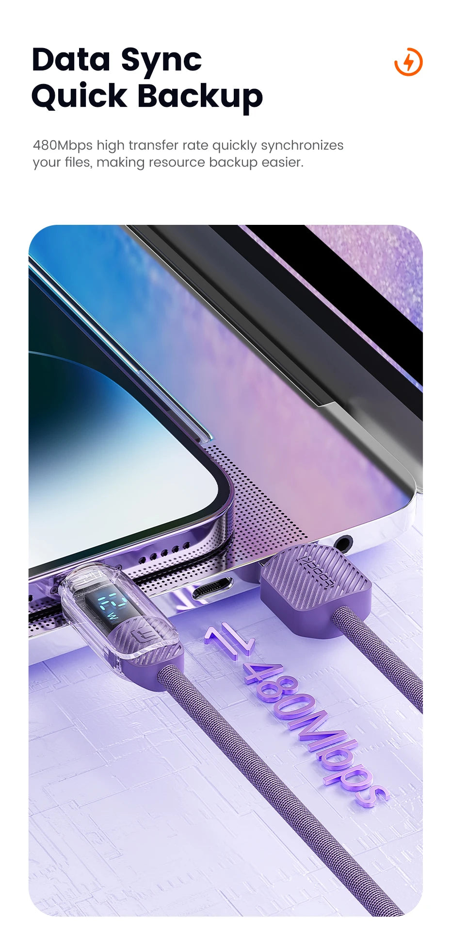 Toocki USB Cable for iPhone 14 13 Pro Max 2.4A PD Fast Charging Charger iP Cable for iPad Data Cord iPhone X XS XR Lighting Wire