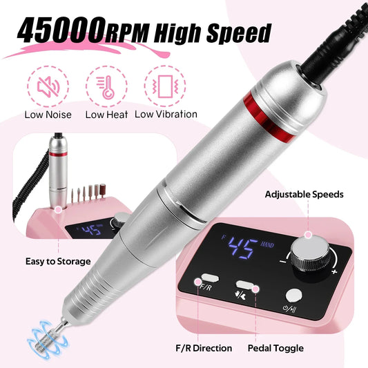 Berbequim elétrico profissional para unhas de 45.000 RPM