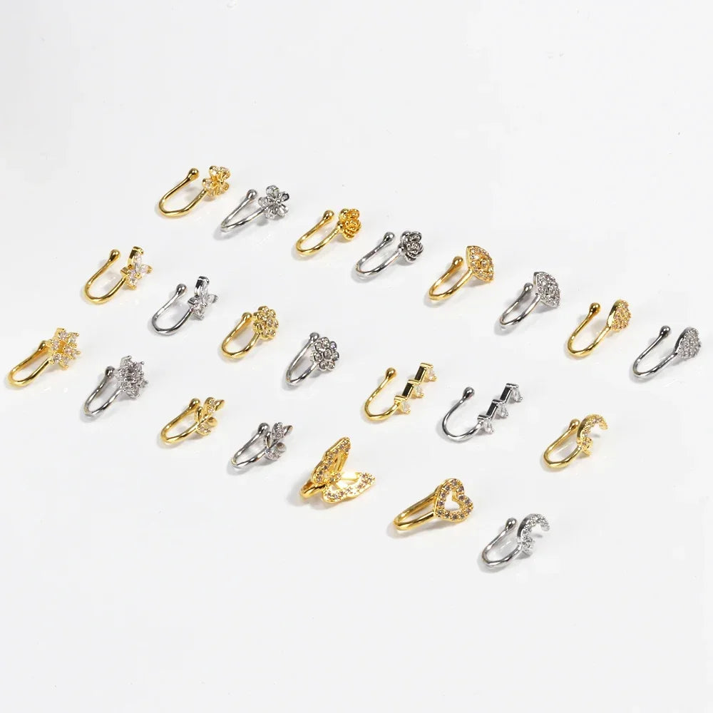 1Pcs Stainless Steel Nose Ring Hoop C Shape Septum Rings Non Piercing Ear Fake Nose RingsWomen Piercing Jewelry