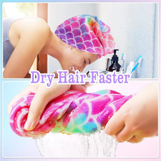 1 pc children's fish scale hair cap, microfiber soft absorbent hair towel, bathroom, living room essential hair drying supplies