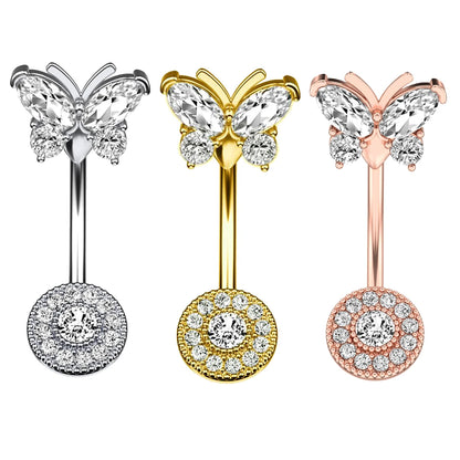 3pcs Gold Color Heart Butterfly Dangled Belly Piercing Sets 14G Stainlees Steel Navel Jewelry for Women Girls Body Belly Rings
