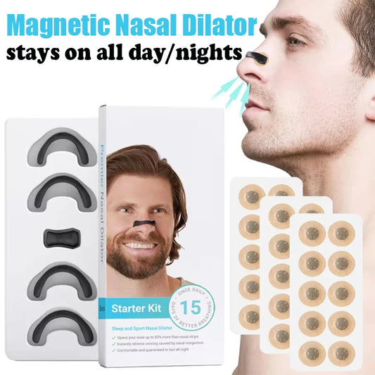 Magnetic Nasal Dilator Sleep Nasal Breathing Dilators Starter Kit Nose Breathe Sticker Sports Nasal Strips Reduce Snoring Device