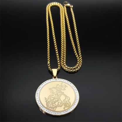 Erzengel St. Michael Halskette für Frauen Männer Edelstahl Gold Farbe Christian Saint Kette Schmuck colar masculino NZZZ506S02