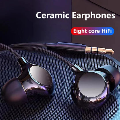 Ceramic  Wired Headphones Mic Wired Control Headphones Type-C 3.5mm HiFi Stereo Surround Sound Noise Canceling Music Headphones