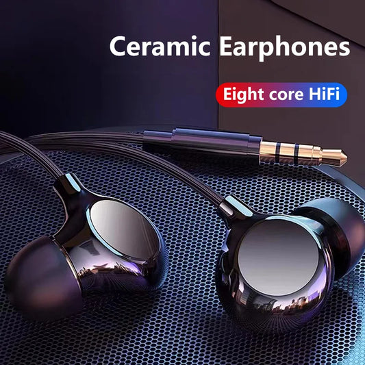 Ceramic  Wired Headphones Mic Wired Control Headphones Type-C 3.5mm HiFi Stereo Surround Sound Noise Canceling Music Headphones