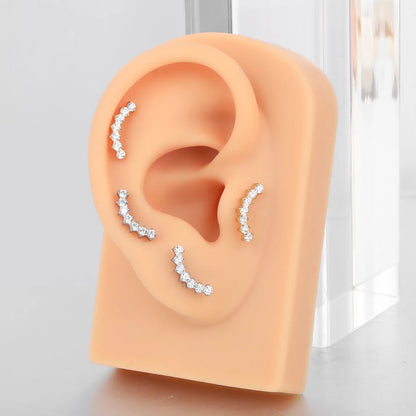 G23 Titanium Zircon Labret Piercings Lip Rings Gold Color CZ Cartilage Helix Lobe Conch Earring Stud Piercings Women Jewelry 16G
