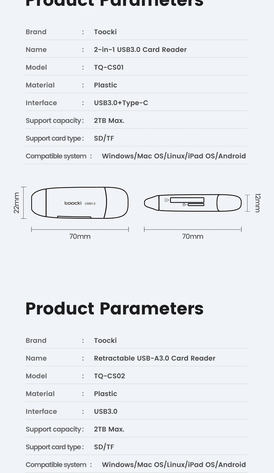 Toocki SD Card Reader USB 3.0 2.0 To Micro SD TF Memory Card Adapter For PC Laptop Mobile Phone Accessorie USB Flash Memory Card