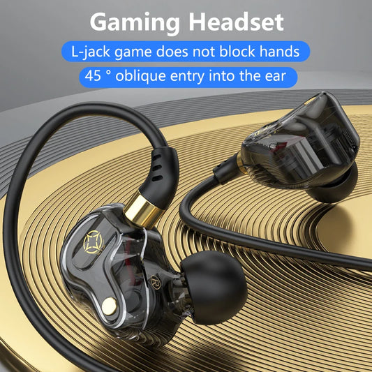 L-jack Gaming Headphones Type-C 3.5mm 45°Oblique In-Ear Wired Recording Headphones HiFi Surround Sound Hands-free Mic Headphones