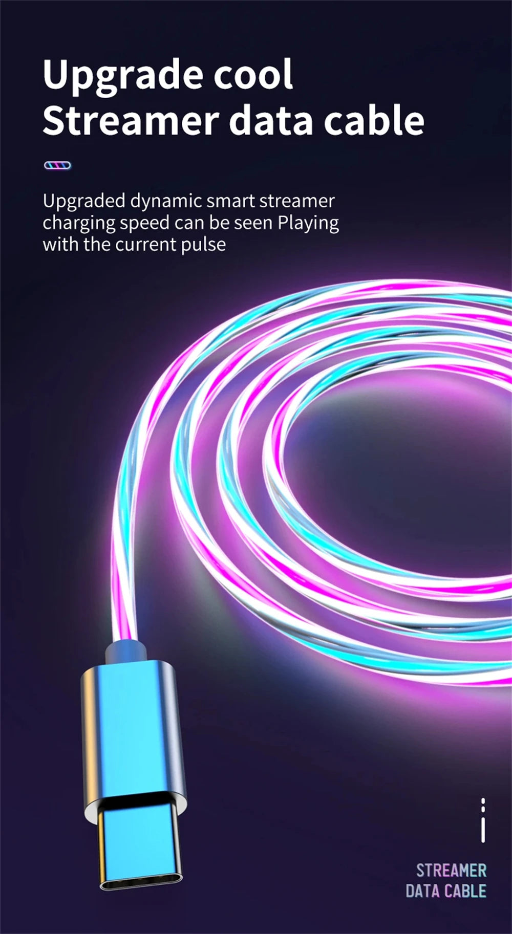 NNBILI Glowing LED Light USB 3 IN 1 cable Phone Fast Charging Charger Luminous Type C Cable For Xiaomi iPhone Phone Accessories