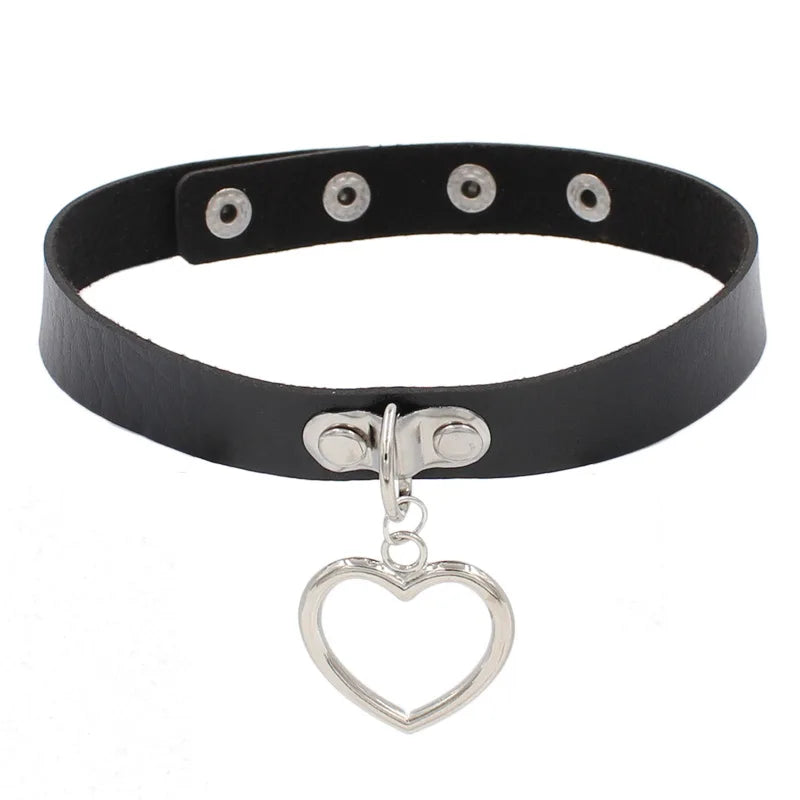 Harajuku Punk Rock Gothic Halsband Halskette Frauen Sexy PU Leder Herz Schloss Schlüssel Spike Kragen Chocker Gothic Cosplay Zubehör
