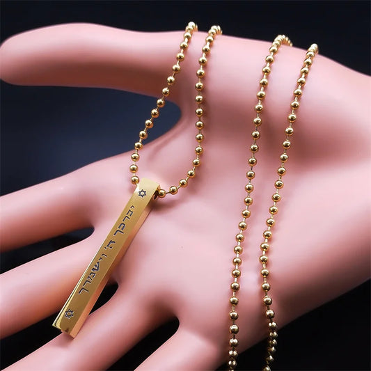 Jewish Hexagram Stainless Steel Chain Necklace Star of David Israel Necklaces Mezuzah Religion Amulet Jewelry collier NXHA194S02