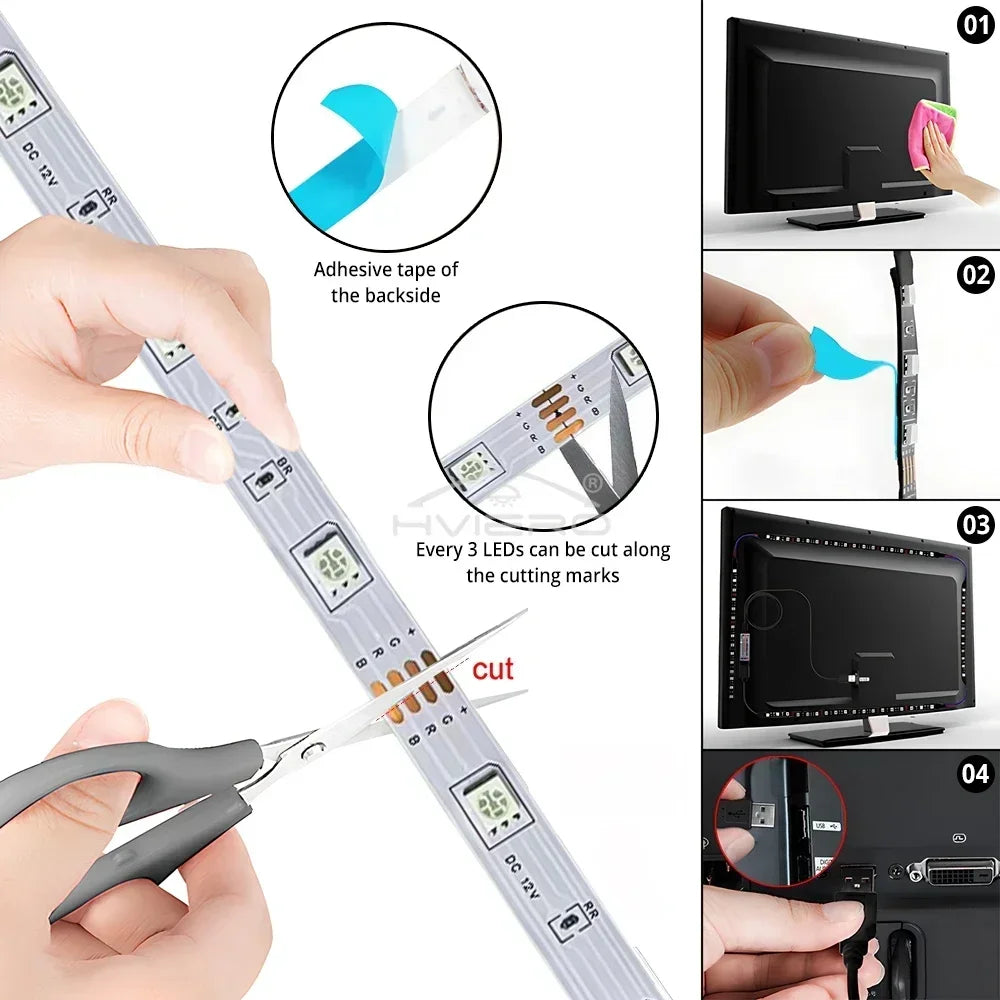 Flexible strip for room decoration, TV backlight