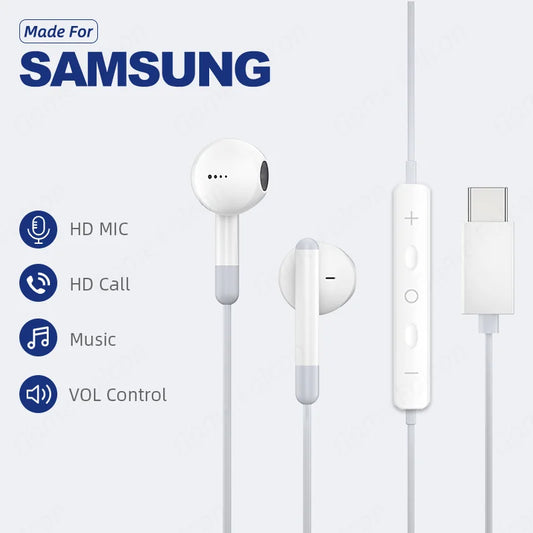 3.5mm Type-C Stereo Wired Headphone, Microphone, with DAC Chip