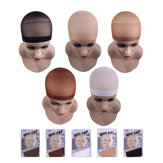 2 pcs/ Pack Wig Caps Hair NetS Weave  Hairnets Wig Nets Stretch Mesh Caps Stocking Caps  for Making Wigs Free Size