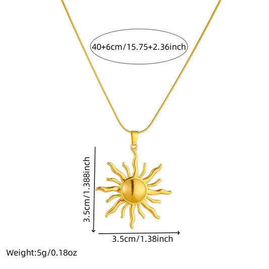 DIEYURO Halskette mit goldenem Sonnenanhänger aus 316L Edelstahl für Frauen und Mädchen. Neues, prägnantes Solar-Halsketten-Schmuckgeschenk.