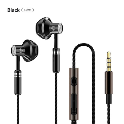 Falcon 3.5mm High Quality Metal Wire control Headset HIFI Stereo Comfortable Music Earphones with Mic Handsfree Call For Phones