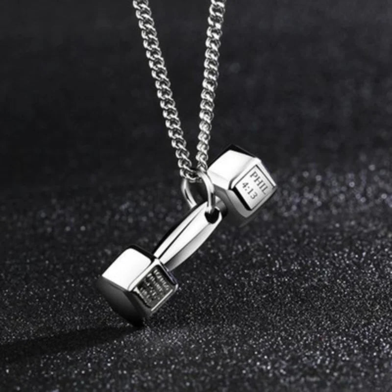 Modische, trendige Kpop-Herrenhalskette mit Fitness-Gravur, Hantelanhänger, Chokerhalskette, personalisierter, einfacher Paarschmuck