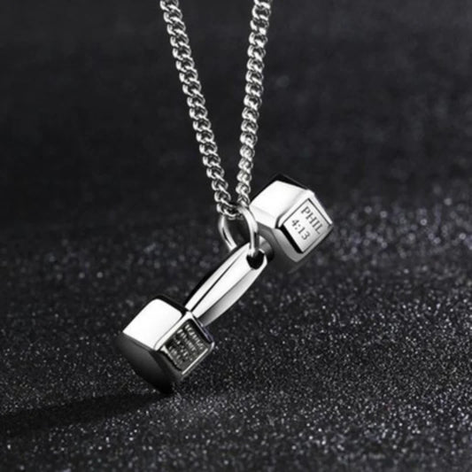 Modische, trendige Kpop-Herrenhalskette mit Fitness-Gravur, Hantelanhänger, Chokerhalskette, personalisierter, einfacher Paarschmuck
