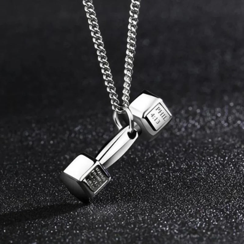 Modische, trendige Kpop-Herrenhalskette mit Fitness-Gravur, Hantelanhänger, Chokerhalskette, personalisierter, einfacher Paarschmuck