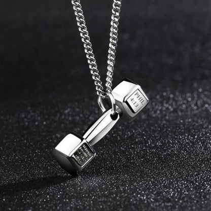 Modische, trendige Kpop-Herrenhalskette mit Fitness-Gravur, Hantelanhänger, Chokerhalskette, personalisierter, einfacher Paarschmuck