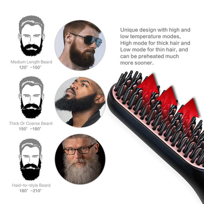 Hot Comb Straightener Heating Comb For Men Beard Electric Negative Ion Hair Straightening Brush Wet Dry Use Quick Hair Styler