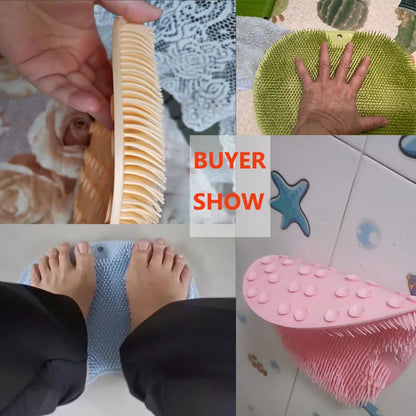 Reusable Shower Back Scraper Cleaning Brush Shower Feet Cleaner Wash Mat Multifunction Sucker Wall Mat Rub Foot Arms Body Bath