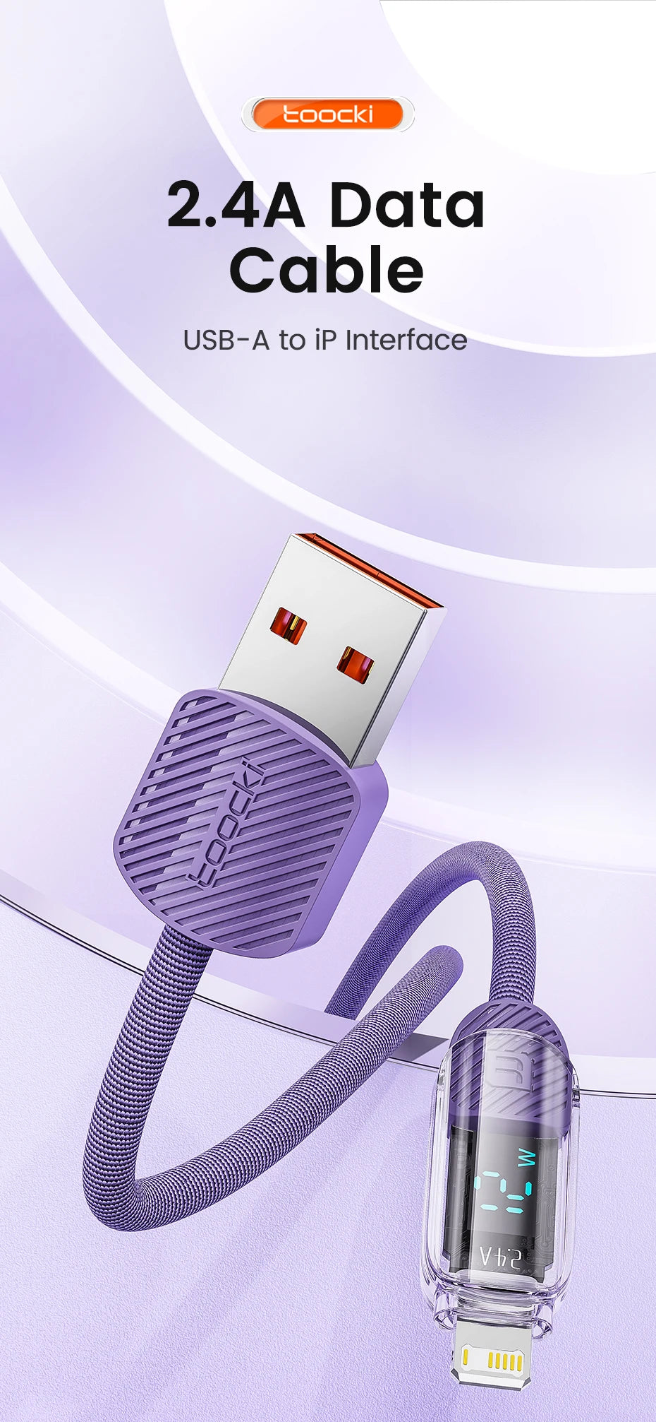 Toocki USB Cable for iPhone 14 13 Pro Max 2.4A PD Fast Charging Charger iP Cable for iPad Data Cord iPhone X XS XR Lighting Wire